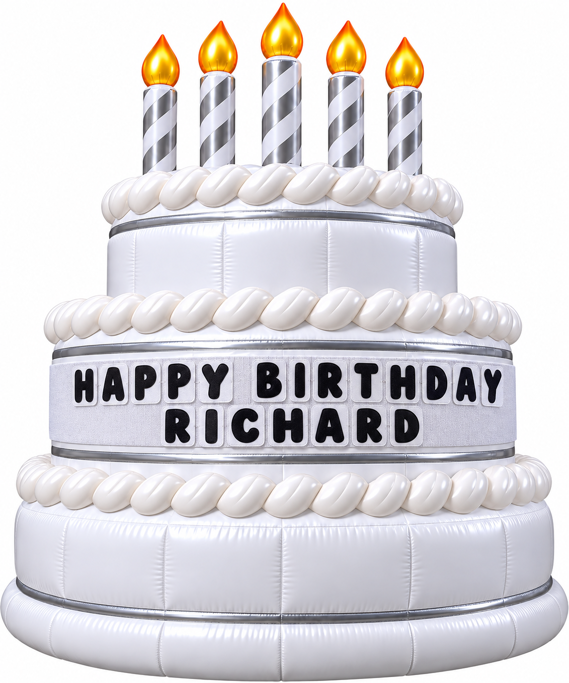Elegant white inflatable celebration cake
